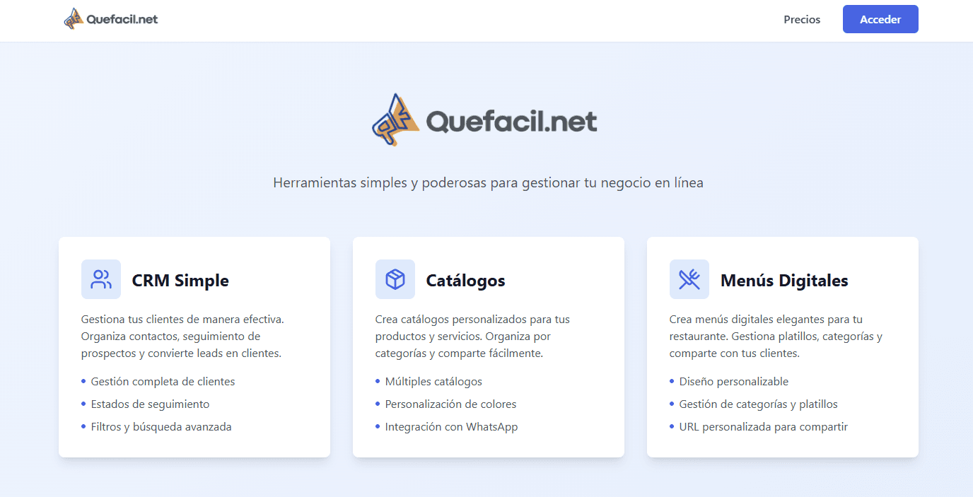 Quefacil.net, captura 1