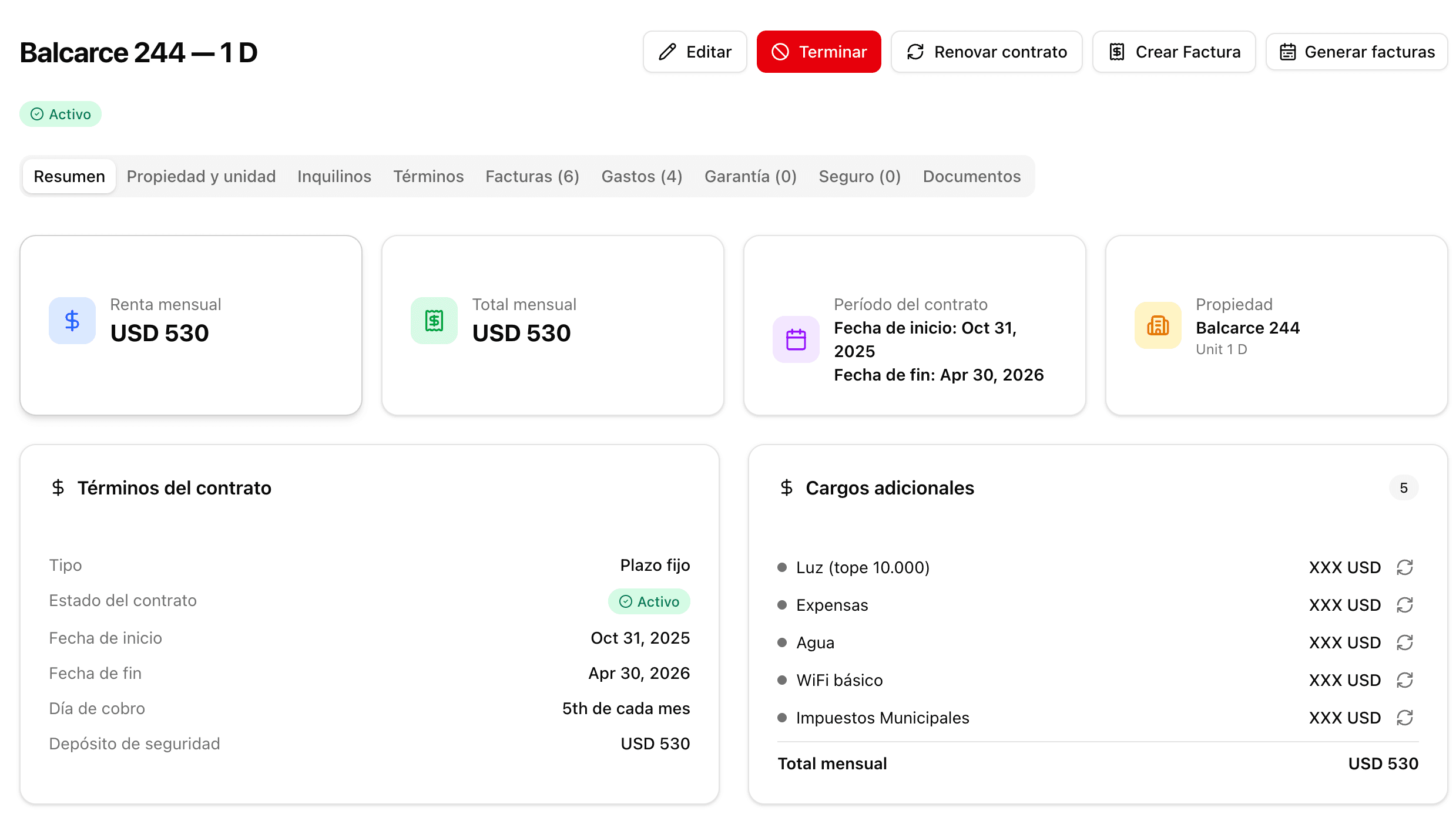 Rentals Manager, captura 2